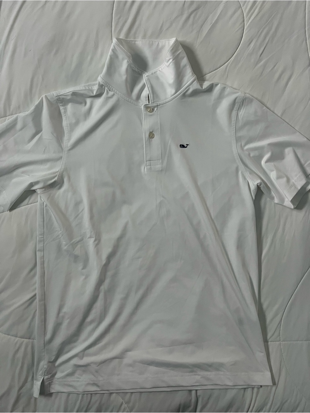 Vineyard Vines Performance  White Short-Sleeve Polo with Embroidered Whale